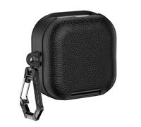 EcoGleam Coque en cuir PU pour Galaxy Buds4/4Pro, protection complète avec mousqueton, antichoc, anti-rayures, noir vert