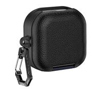 EcoGleam Étui de protection en cuir PU pour Galaxy Buds4/4Pro, protection complète avec mousqueton, anti-chocs, anti-chute, anti-rayures (noir, bleu)