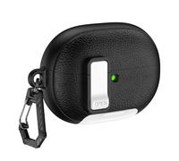 EcoGleam Étui de protection pour Huawei FreeBuds Pro 5 avec support de téléphone et serrure - Motif litchi - Anti-rayures - Pour les voyages en plein air et les trajets - Noir et blanc