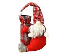 EcoGleam Housse de bouteille de vin de Noël pour poupées sans visage en coton Décoration de table, gris, About 80x35x1cm/31.49x13.77x0.39inch, Tampon de décrochage