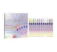 EcoGleam Lot de 12 stylos de nail art, marqueurs de vernis à ongles, outils de manucure de salon (style A)