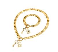 EcoGleam Lot de 2 colliers ras du cou avec pendentif en forme de cadenas en diamant - Collier ras du cou - Chaîne délicate pour femme - Style punk tendance, 15.75x1.97x0.79Zoll, Métal, Pas de gemme