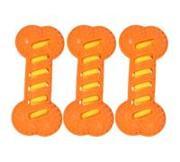 EcoGleam Lot de 3 jouets à mâcher pour chien - Os qui couine - Massage interactif - Brosse à dents - Jouet pour chien - Orange