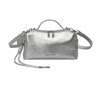 EcoGleam Petit sac à bandoulière avec sangle amovible, sac à main élégant avec double fermeture éclair, mini sac à main en cuir synthétique pour homme et femme, argenté, S