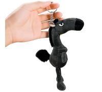 EcoGleam Porte-clés en peluche - Mascotte - Cheval - Poupée en peluche - Pendentif cheval porte-bonheur (écharpe noire)