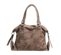 EcoGleam Sac à main en cuir synthétique avec rivets en métal - Couleur unie - Sac à bandoulière rétro - Grande capacité - Élégant - Sac à main de voyage, café, 400.00x270.00x150.00mm