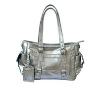 EcoGleam Sac à main Y2K élégant en cuir synthétique pour femme, grande capacité, polyvalent, multi-poches, sac à bandoulière tendance, sac à main de travail, argenté, 13.78 x 9.06 x 4.72Zoll