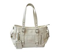 EcoGleam Sac à main Y2K élégant en cuir synthétique pour femme, grande capacité, polyvalent, multi-poches, sac à bandoulière tendance, sac à main de travail, Blanc., 13.78 x 9.06 x 4.72Zoll