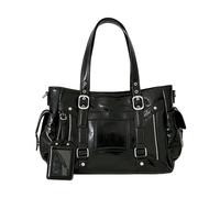 EcoGleam Sac à main Y2K élégant en cuir synthétique pour femme, grande capacité, polyvalent, multi-poches, sac à bandoulière tendance, sac à main de travail, Noir , 13.78 x 9.06 x 4.72Zoll