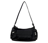 EcoGleam Sac sous le bras en nylon pour femme - Style rétro coréen léger et élégant - Style rétro coréen pour le quotidien, Noir , 9.84x3.54x5.12Zoll