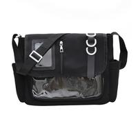 EcoGleam Y2K Sac d'école Japonais Uni Itabag Transparent Sac Messenger Léger pour Femme Décontracté Quotidien Voyage, Noir , 320.00 x 250.00 x 110.00 mm