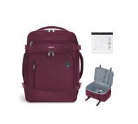 ECOHUB Bagage Cabine EasyJet 45x36x20, 13 Poches Sac à Dos Voyage Avion sous le Siège, Compartiment Ordinateur 15,6”, avec Trousse de Toilette Transparente, rPET Recyclé, Sac Cabine Femme, Rouge, 30L