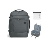 ECOHUB Bagage Cabine EasyJet 45x36x20, 13 Poches Sac à Dos Voyage Avion sous le Siège, Compartiment Ordinateur 15,6”, avec Trousse de Toilette Transparente, rPET Recyclé, Gris, 30L