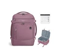 ECOHUB Bagage Cabine EasyJet 45x36x20, 13 Poches Sac à Dos Voyage Avion sous le Siège, Compartiment Ordinateur 15,6”, avec Trousse de Toilette Transparente, rPET Recyclé, Sac Cabine Femme, Rose, 30L