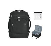 ECOHUB Bagage Cabine EasyJet 45x36x20, 13 Poches Sac à Dos Voyage Avion sous le Siège, Compartiment Ordinateur 15,6”, avec Trousse de Toilette Transparente, rPET Recyclé, Noir, 30L