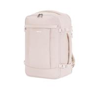 ECOHUB Bagage Cabine Sac 40x20x25, Ryanair Sac a Dos Voyage Cabine Avion 20L Femme Sous le Siège, Sac à Dos 40x30x20 pour 3 Poches Zippées Cachées et Ordinateur Portable, Brevetée, Beige