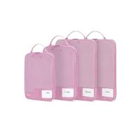ECOHUB Organisateurs Valises 4 Pièces, Sac de Compression pour Voyage, Rangement Valise Organisateur Aéré à Mailles, Packing Cubes SBS Fermeture éclair Avec Cartes Manuscrites Affichage Transparent