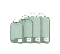 ECOHUB Organisateurs Valises 4 Pièces, Sac de Compression pour Voyage, Rangement Valise Organisateur Aéré à Mailles, Packing Cubes SBS Fermeture éclair Avec Cartes Manuscrites Affichage Transparent