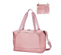 ECOHUB Sac de Voyage Femme, Bagages Cabine 45x36x20 Easyjet, Sac Voyage Cabine avec Amovible Poche Humide, Sac Avion Weekend, Bagage à Main Valise Léger Imperméable, d'Hôpital, Week-End, Rose, 30L