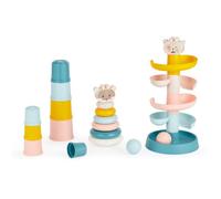 Ecoiffier – Coffret BB Abrick 3 en 1 7935 – Pyramide, pots gigognes, tour à balle – Dès 6 mois