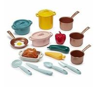Ecoiffier Play Set Pans and Play Food with Cardboard Stove, 20dlg.