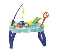 Ecoiffier Table pêche à la ligne – 4 canards, canne, épuisette, manivelle nénuphar – Dès 18 mois