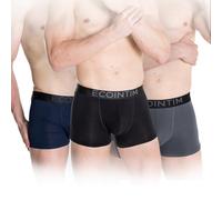 ECOINTIMO Boxers Homme 3 pièces | 93 % Bambou, 7 % élasthanne, Respirants, Doux et ergonomiques, idéaux comme sous-vêtement Quotidien et Sportif (Taille L, Black/Grey/Navy)