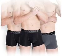 ECOINTIMO Boxers Homme 3 pièces | 93 % Bambou, 7 % élasthanne, Respirants, Doux et ergonomiques, idéaux comme sous-vêtement Quotidien et Sportif (Taille L, Black/Black/Grey)