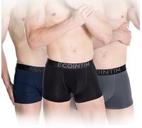 ECOINTIMO Boxers Homme Lot de 3 Pièces | 93% Bambou, 7% Élasthanne, Respirants, Doux et Ergonomiques, Idéaux comme sous-vêtement Quotidien et Sportif | Taille M | Black/Grey/Navy