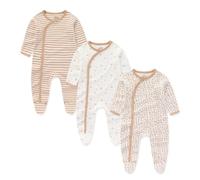 Ecojoy Lot de 3 grenouillères pour nouveau-né - Manches longues - Bouton pression - Pyjama avec pieds - En coton - Pour garçons et filles
