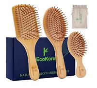 EcoKoru Brosses Cheveux Bambou Naturel | Anti-Frisottis, Massage Cuir Chevelu, Pour Tous Types Cheveux, Voyage, Écologique et Biodégradable