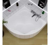 ECOLAM Baignoire d'angle acrylique symétrique SELMA 150 x 150cm | pieds siphon et silicone | Belle forme | Aspect moderne | original produit | baignoire en acrylique blanc