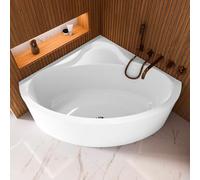 ECOLAM Baignoire d'angle Bala 120x120cm + tablier | bonde de vidage pieds + silicone | baignoire moderne avec siège | ensemble complet