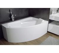 ECOLAM Baignoire d'angle Rima 130x85 cm droite| tablier acrylique | Appuie-tête | pieds siphon + silicone | Set complet
