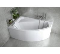 ECOLAM Baignoire d'angle Rima 130x85 cm gauche | tablier acrylique | Appuie-tête | pieds siphon + silicone | Set complet