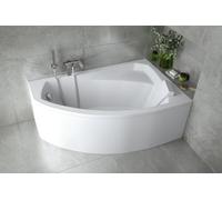 ECOLAM Baignoire d'angle Rima 140x90 cm droite | tablier acrylique | Appuie-tête | pieds siphon + silicone | Set complet