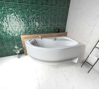 ECOLAM Baignoire d'angle Wela 160 x 100 cm droite + tablier | oreiller Mare | pieds siphon set complet