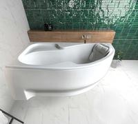 ECOLAM Baignoire d'angle Wela 160 x 100 cm gauche + tablier | oreiller Mare | pieds siphon set complet