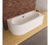 ECOLAM Baignoire de coin Avita 180x80 cm droite | Ideale pour deux personnes | Tablier en acrylique + pieds + siphon et silicone | Set complet | acrylique blanc
