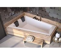 ECOLAM Baignoire Intima Duo Slim 170x125 cm Gauche Set complet | Pour Deux Personnes, 2x Appuie-Tête Noir, Vidange Automatique Alcaplast, Pieds et Silicone Inclus