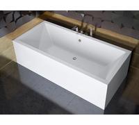 ECOLAM Baignoire rectangle Quadro 165x75 cm + tablier | pieds siphon et silicone | ensemble complet