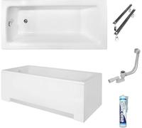 ECOLAM Baignoire rectangle Talia 130x70 cm + tablier | pieds siphon + silicone | Set complet