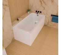 ECOLAM Baignoire rectangulaire Basic 170x75 cm + tablier en 2 parties | vidage et trop-plein automatique pieds et silicone | Set complet