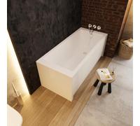 ECOLAM Baignoire rectangulaire Tami 160x70 cm | acrylique blanc | tablier en 2 parties | vidage et trop-plein automatique pieds et silicone