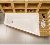 ECOLAM Baignoire trapéze Rita 150x100 cm | version droite | Vidange automatique Alcaplast + Pieds et silicone | Baignoire trapézoïdale acrylique blanc