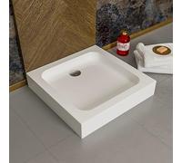 ECOLAM Receveur de douche carré Tim 80x80 x 15 cm | profondeur 5 cm | siphon et silicone | Receveur de douche blanc | acrylique sanitaire