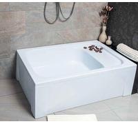 ECOLAM Receveur de douche profond rectangle Roni Polimat 120x80 cm avec assise + tablier acrylique | ensemble complet siphon + silicone