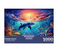 École de Poissons sur Le Fond Marin A Papier Puzzle Jeu De Société Adulte Activités Familiales Stimulantes 1000 Pieces Sea Animauxs Casse-tête Qualité Premium pour Adultes 38x26cm/1000pcs