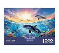 École de Poissons sur Le Fond Marin A Puzzles Jeu De Société Adulte Activités Familiales Stimulantes 1000 Pièces Sea Animauxs Casse-tête Qualité Premium pour Adultes 70x50cm/1000pcs