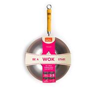 école de Wok Wok Star Wok en Acier Carbone, Argent, 30,5 cm